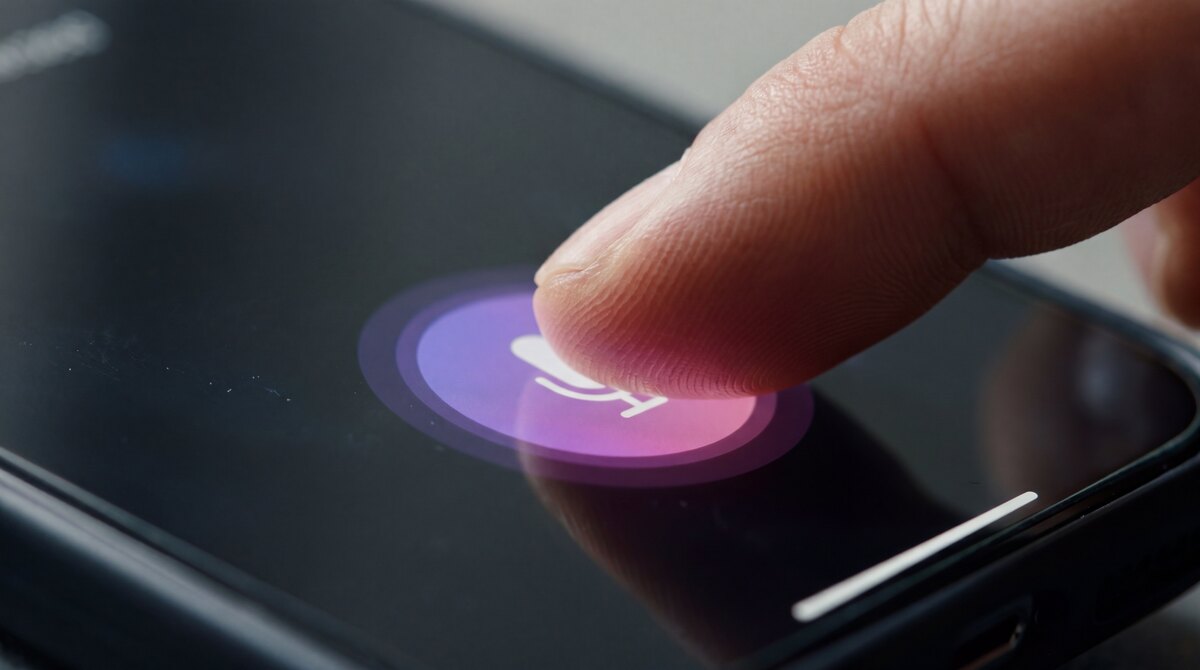 Finger tippt auf LAD Mikrofon-Button
