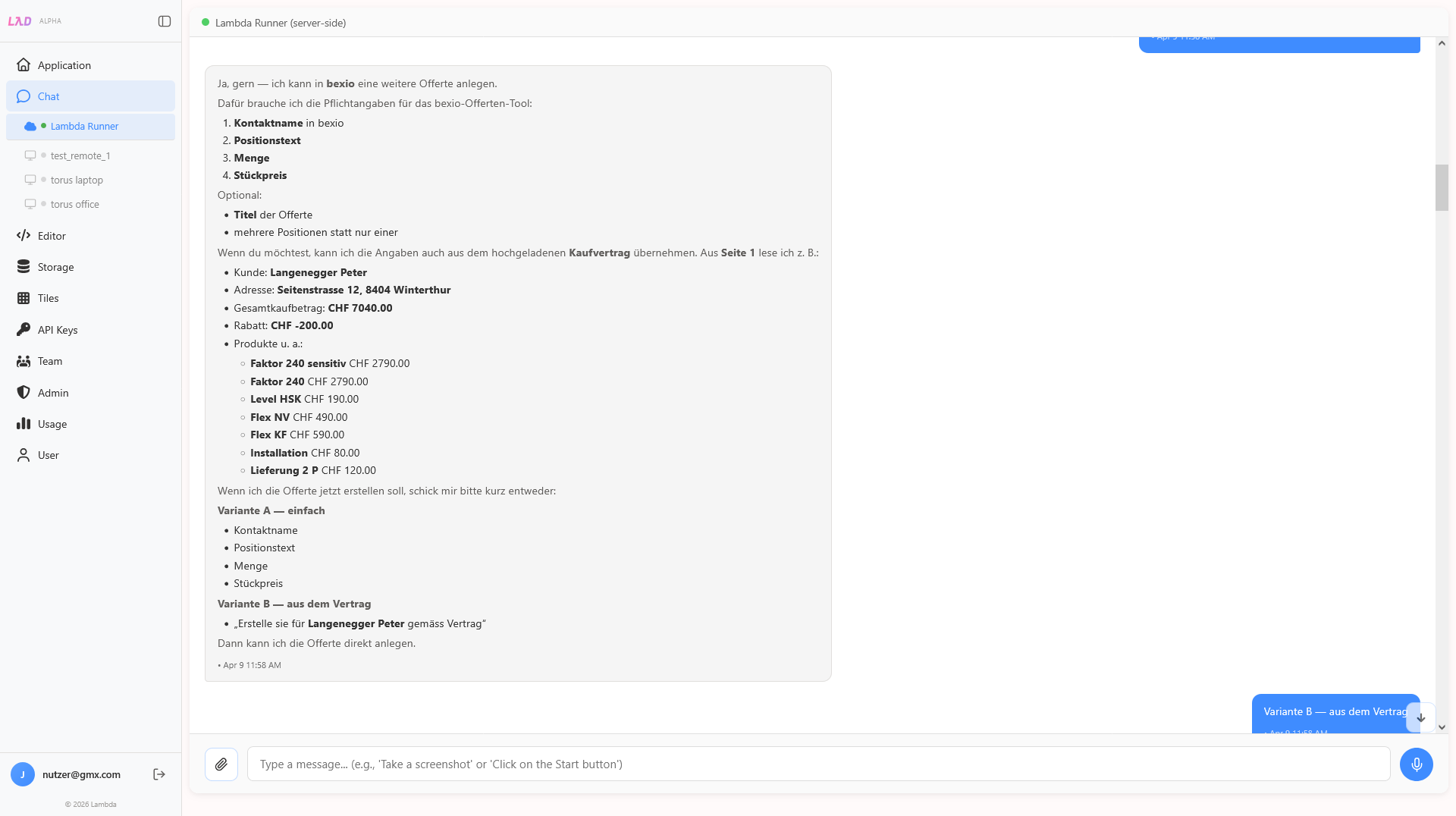 Lambda Automation Development — Automation workflow view